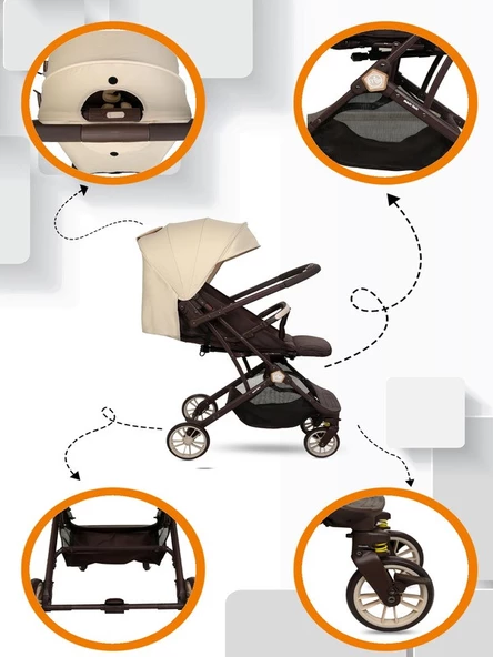 Maxi Taxi Çift Yönlü Kabin Boy Bebek Arabası Kahverengi ( Çanta Hediyelidir) - 3