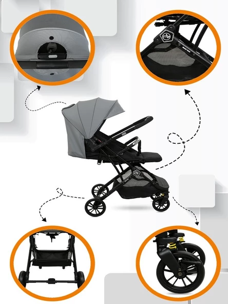 Maxi Taxi Çift Yönlü Kabin Boy Bebek Arabası Gri ( Çanta Hediyelidir) - 2