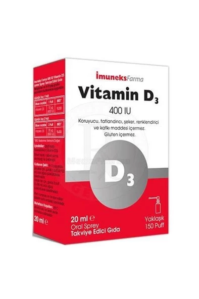 İmuneks Vitamin D3 Sprey 400 IU 20 ML (SKT:02/2025)