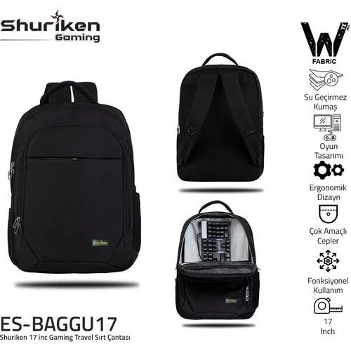 Shuriken ES-BAGGU17 17" Gaming ,Seyahat Laptop Sırt Çantası - 3