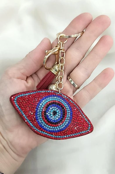 Anahtarlık Nazar Kötü Göz Kavucu Taşlı Araba Çanta Cüzdan Süsü - Resim 2