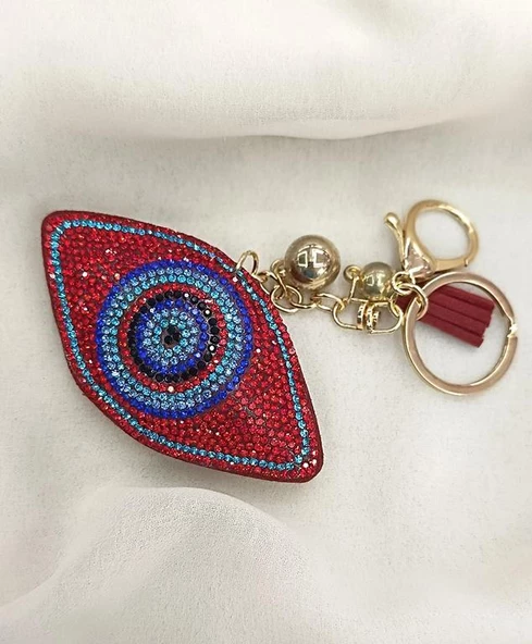 Anahtarlık Nazar Kötü Göz Kavucu Taşlı Araba Çanta Cüzdan Süsü - Resim 3