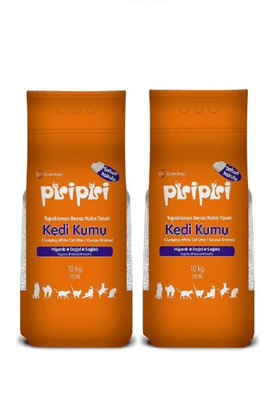 Pisi Pisi Kalın Taneli Sabunlu Kedi Kumu 10 Kg (12 Lt) x 2 Adet