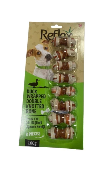 Reflex Ördek Etli Çift Düğümlü Köpek Ödül Kemiğ 8'li 100 Gr