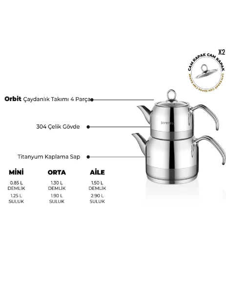 Lorenzo Orbit mini çaydanlık takımı-metal - 2