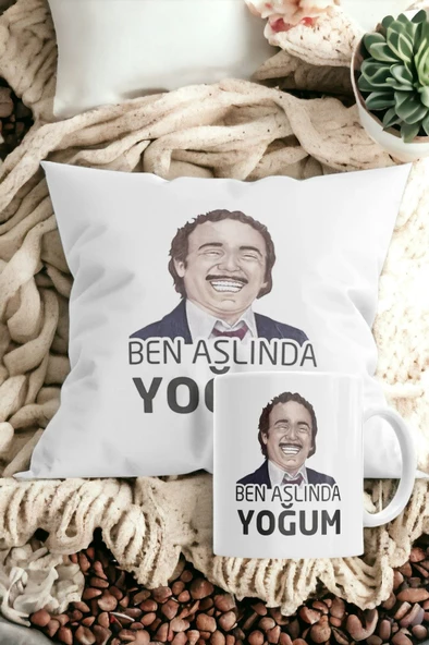 Hediyemi Ben Aslında Yoğum Baskılı Hediyelik Yastık Ve Kupa Seti