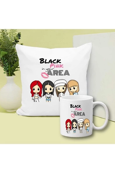 Blackpink Baskılı Kupa ve Yastık Hediyelik Set Arkadaşa Hediye