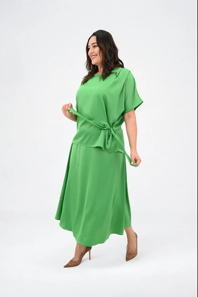 Kadın Büyük Beden Saten Etek Takım 6310-25 - 11