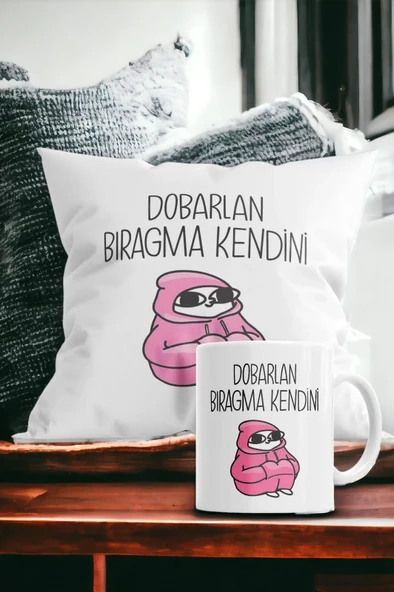 Hediyemi Dobarlan Bıragma Kendini Baskılı Hediyelik Yastık Ve Kupa Seti