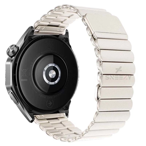 Sneezy Huawei Watch GT2 Elite-Sport-Classic 46mm-GT2 Pro İle Uyumlu 22mm Clasp Manyetik Metal Kordon  Starlight