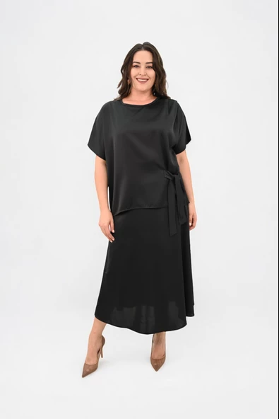 Kadın Büyük Beden Saten Etek Takım 6310-25 - 2