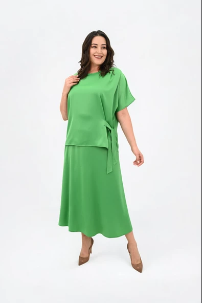 Kadın Büyük Beden Saten Etek Takım 6310-25 - 9