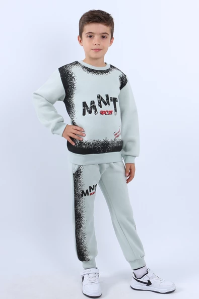 ERKEK ÇOCUK 3 İPLİK EŞOFMAN TAKIMI MNT BASKILI E18 - Resim 9