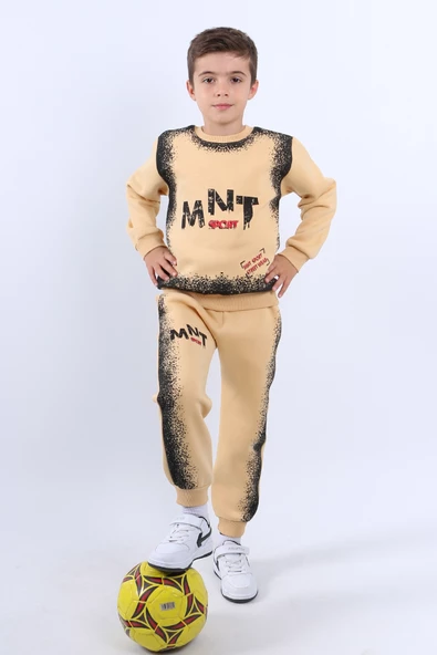 ERKEK ÇOCUK 3 İPLİK EŞOFMAN TAKIMI MNT BASKILI E18 - Resim 5