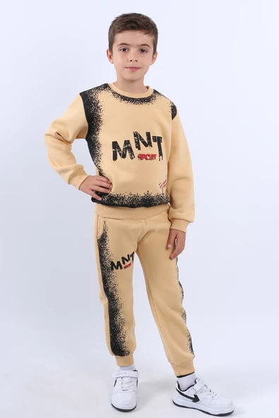 ERKEK ÇOCUK 3 İPLİK EŞOFMAN TAKIMI MNT BASKILI E18 - Resim 7