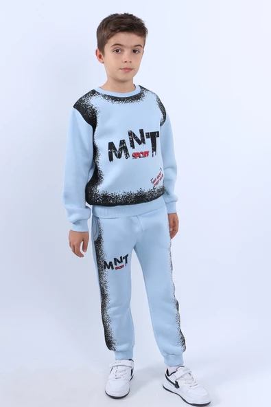 ERKEK ÇOCUK 3 İPLİK EŞOFMAN TAKIMI MNT BASKILI E18 - Resim 3