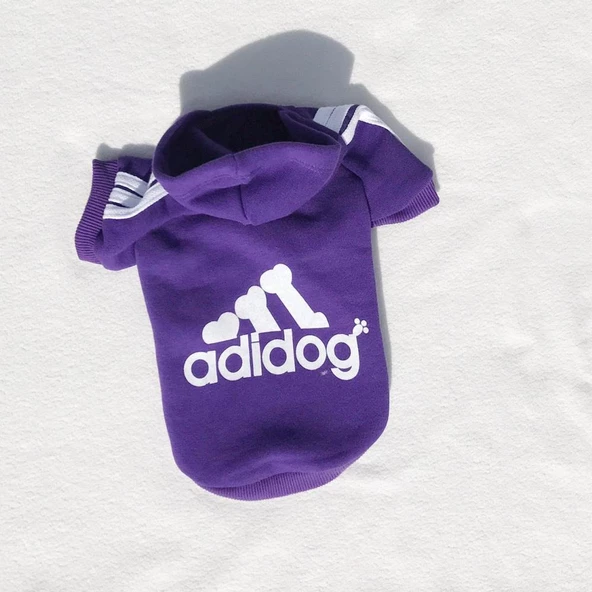 Mor Adidog Kapşonlu Sweatshirt Köpek Kazağı - 3