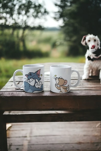 2'li Set Tom Ve Jerry Öpücüklü Sevgili Tasarım Baskılı