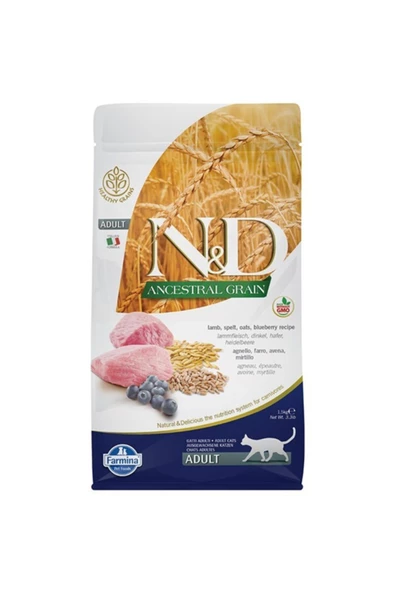 N&D Düşük Tahıllı Kuzu Etli Yaban Mersinli Yetişkin Kedi Maması 10 kg