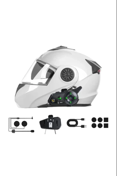 500 Mt Intercom 6 Eşleşmeli Müzik Paylaşımlı Kask Kulaklık D-2PR 6X Su Geçirmez Motosiklet Intercom - 2