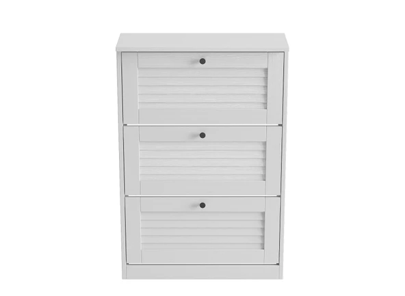 Sakura Palermo 3 kapaklı ayakkabılık-Wood Beyaz -Minifiks Bağlantılı - 5