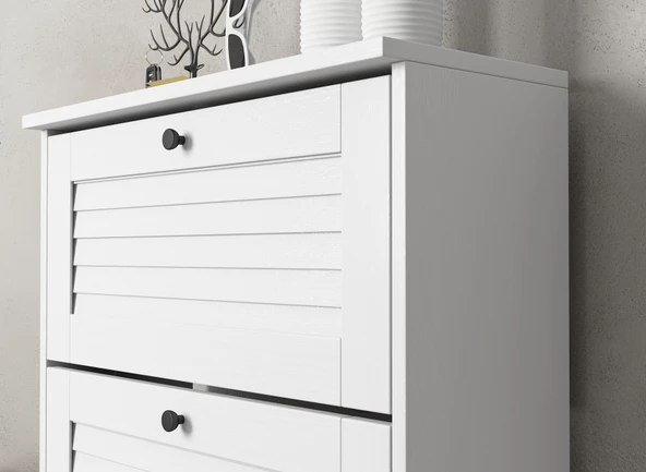 Sakura Palermo 3 kapaklı ayakkabılık-Wood Beyaz -Minifiks Bağlantılı - 4
