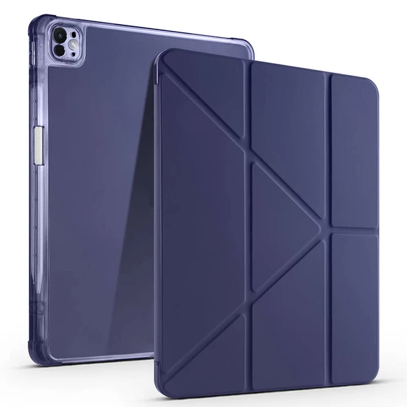 Apple iPad Air 13 2024 Kılıf Tri Folding Kalem Bölmeli Standlı Kılıf - 11