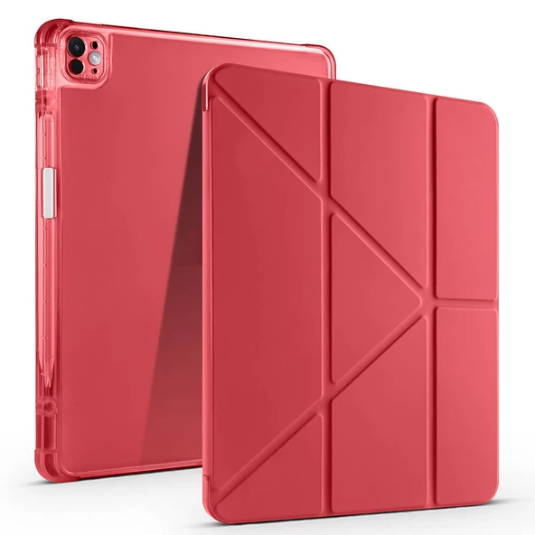 Apple iPad Air 13 2024 Kılıf Tri Folding Kalem Bölmeli Standlı Kılıf - 7