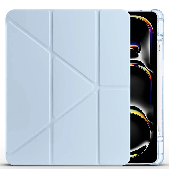 Apple iPad Air 13 2024 Kılıf Tri Folding Kalem Bölmeli Standlı Kılıf - 5