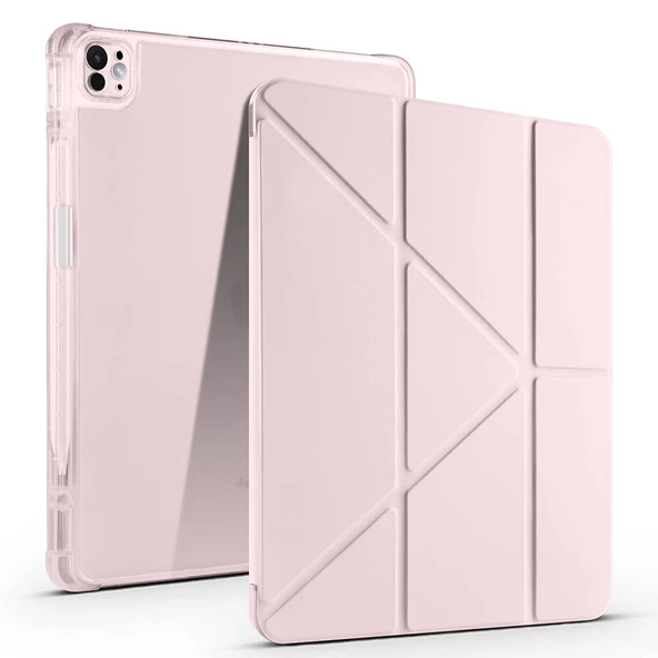 Apple iPad Air 13 2024 Kılıf Tri Folding Kalem Bölmeli Standlı Kılıf - 10
