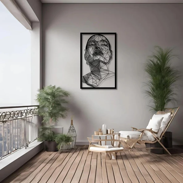 Lazer Kesim Metal Duvar Dekoru Kadın Yüzü(Woman Face) Metal Duvar Tablosu Portre - Resim 2