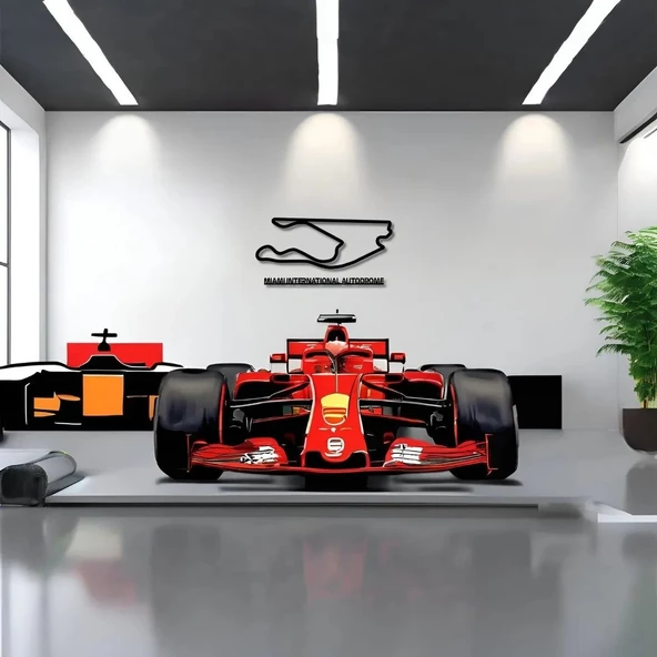 Dekoratif Metal Sanatı Miami Grand Prix Metal Duvar Tablosu Formula 1 - Resim 2