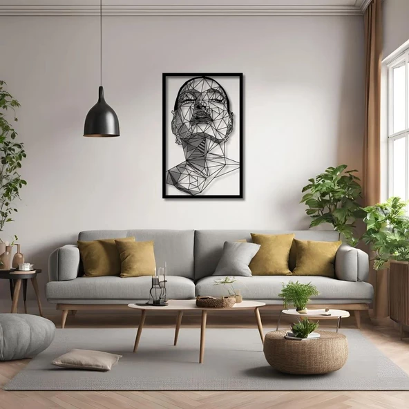 Lazer Kesim Metal Duvar Dekoru Kadın Yüzü(Woman Face) Metal Duvar Tablosu Portre - Resim 5