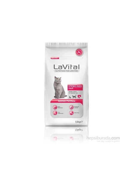 La Vital Sterilised Somonlu Kısırlaştırılmış Yetişkin Kedi Maması 1.5 KG