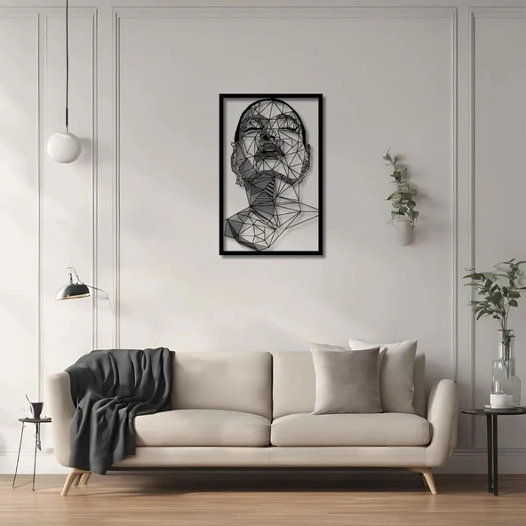 Lazer Kesim Metal Duvar Dekoru Kadın Yüzü(Woman Face) Metal Duvar Tablosu Portre - Resim 6