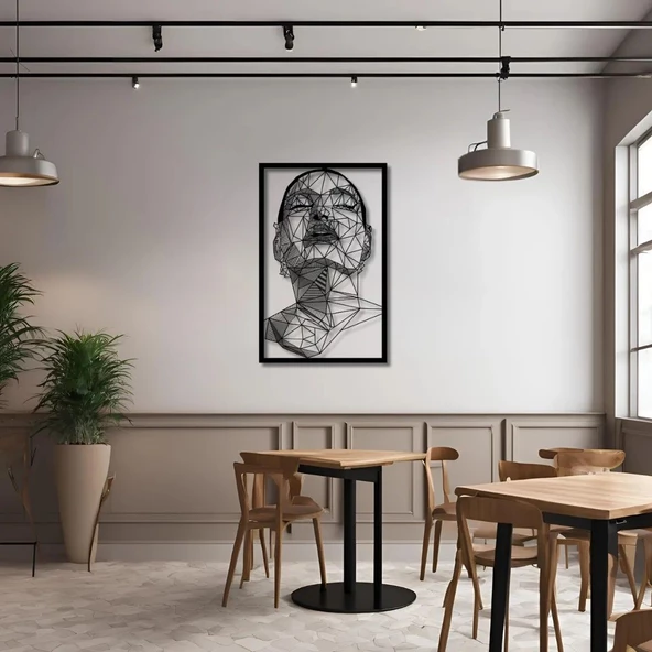 Lazer Kesim Metal Duvar Dekoru Kadın Yüzü(Woman Face) Metal Duvar Tablosu Portre - Resim 3