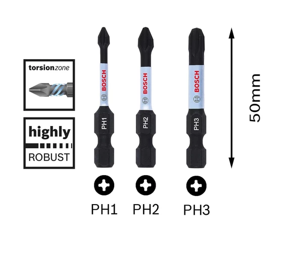 Bosch - Impact Control Serisi Vidalama Ucu Ph*50 Mm 3'lü Set (ph1/2/3) - 4