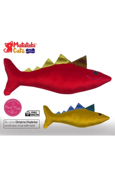 Matatabi Cats Spino Balık Şeklinde Li Çıngıraklı Peluş Kedi Oyuncağı 27cm (kiremit)
