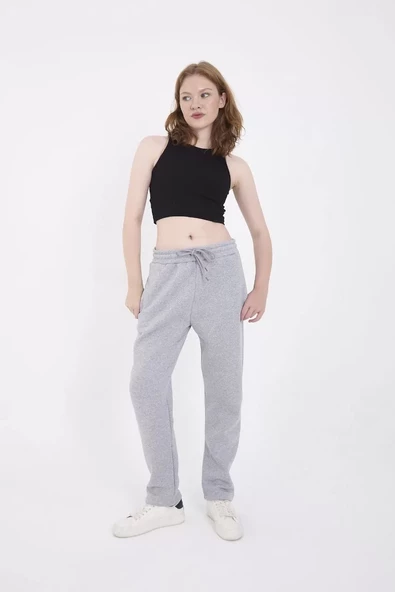 Unisex Basic Eşofman Pantolon - Gri - 2