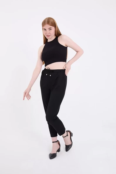 Kadın Tam Kalıp Basic Eşofman Pantolon - Siyah - 7