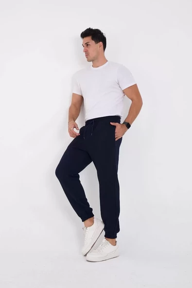 Unisex Kışlık  Lastikli Eşofman Pantolon - Lacivert - 6