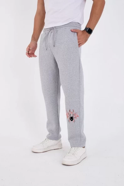 Oversize Baskılı Eşofman Pantolon - Gri