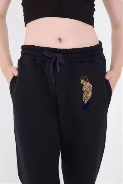 Lastikli  Baskılı Eşofman Pantolon - Lacivert - 7