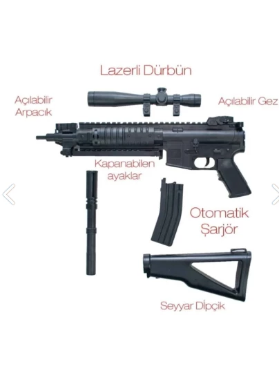 LAZERLİ DÜRBÜNLÜ BONCUK ATAN SNİPER + BONCUK HEDİYELİ - 5