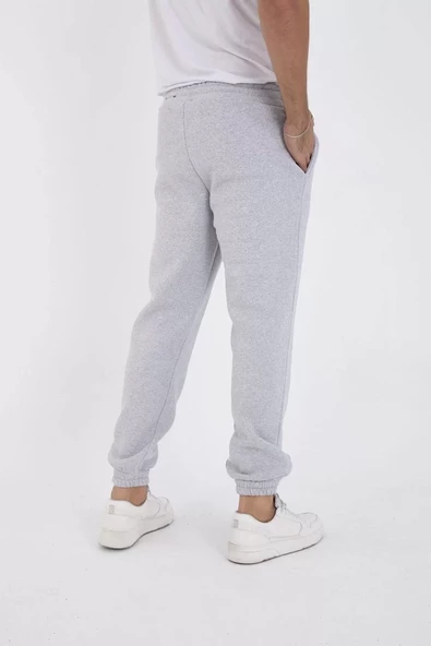 Unisex Kışlık Lastikli Eşofman Pantolon - Gri - 3