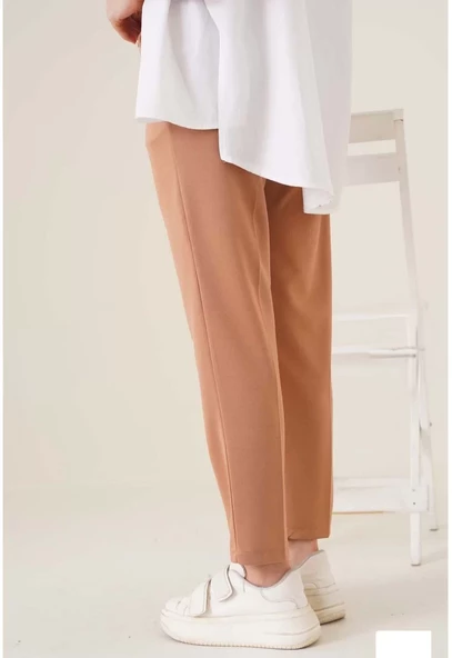 Kadın Tam Kalıp Basic Eşofman Pantolon - Kahverengi - 6
