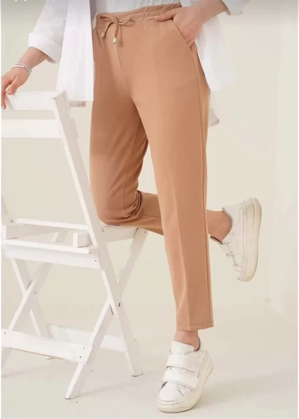 Kadın Tam Kalıp Basic Eşofman Pantolon - Kahverengi - 8