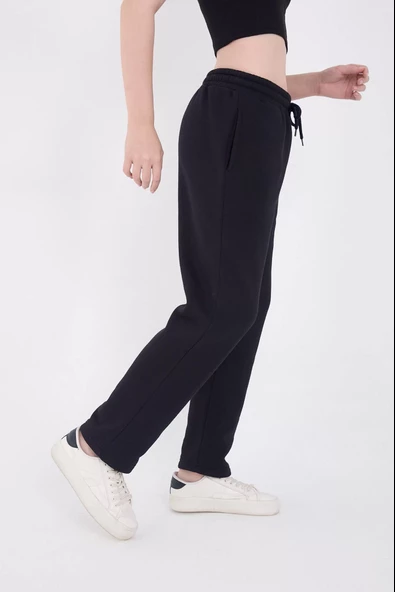 Baskılı Eşofman Pantolon - Siyah - 4