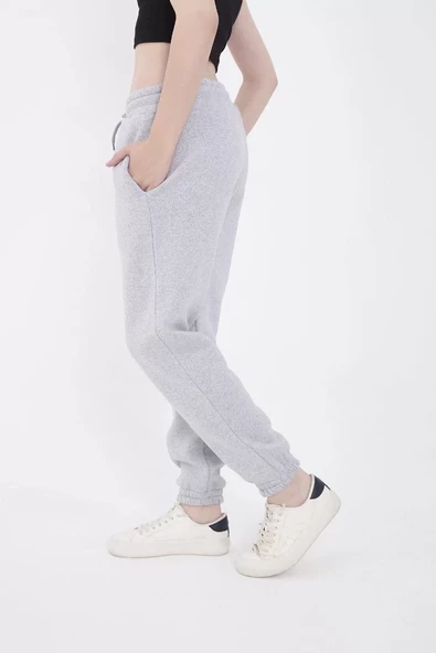Lastikli Baskılı Eşofman Pantolon - Gri - 2