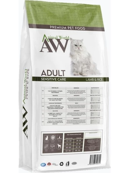 Animal World Kuzu Etli Pirinçli Yetişkin Kedi Maması 15 kg